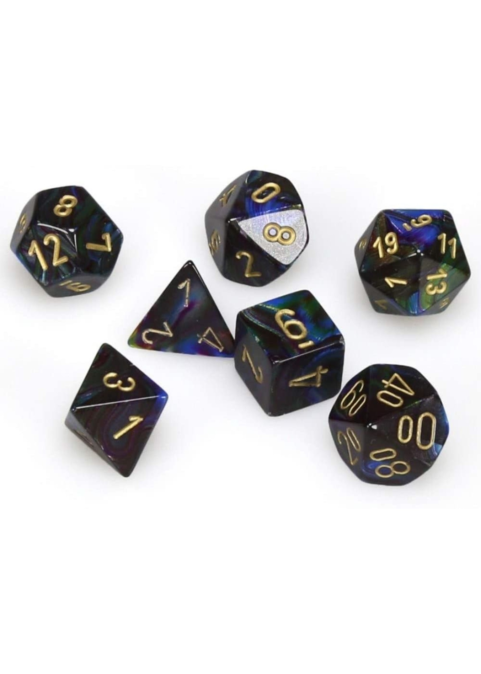 Chessex Lustrous Poly 7 Set: Shadow w/ Gold