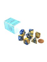 Chessex Gemini Poly 7 set: Blue & Gold w/ White