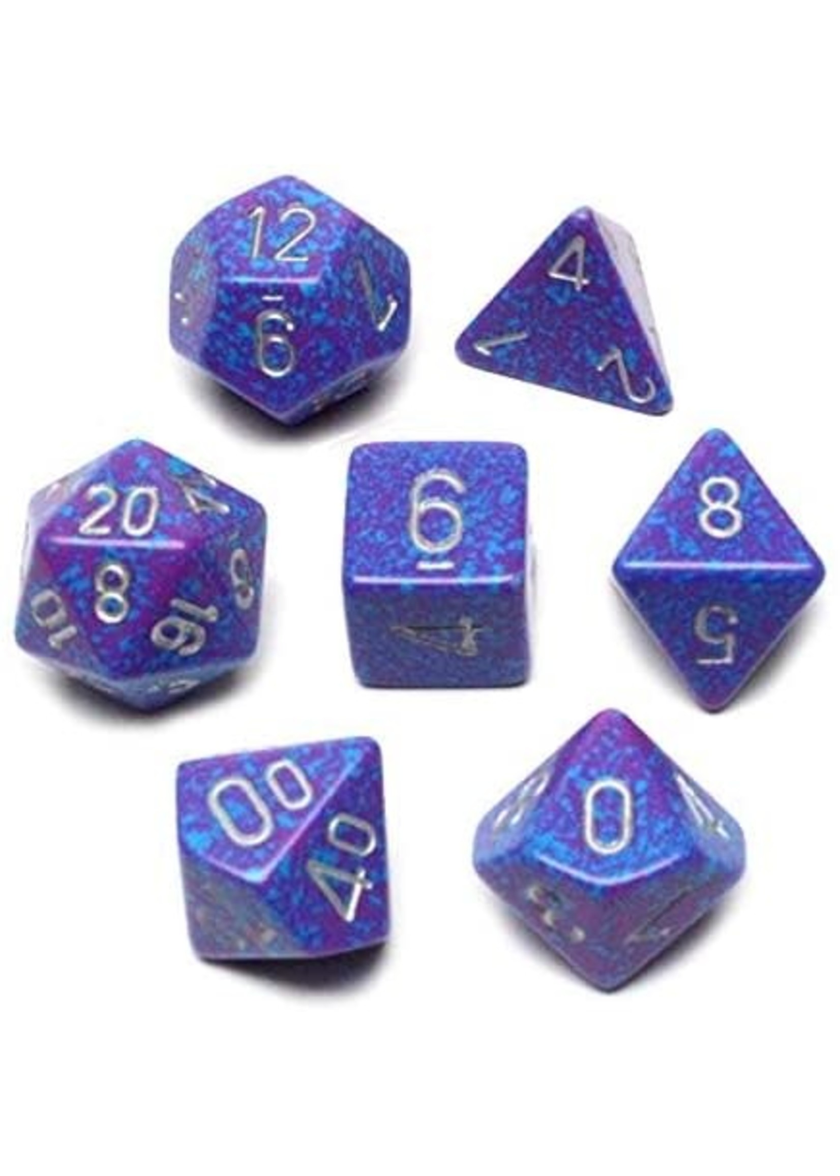 Chessex Speckled Poly 7 set: Silver Tetra