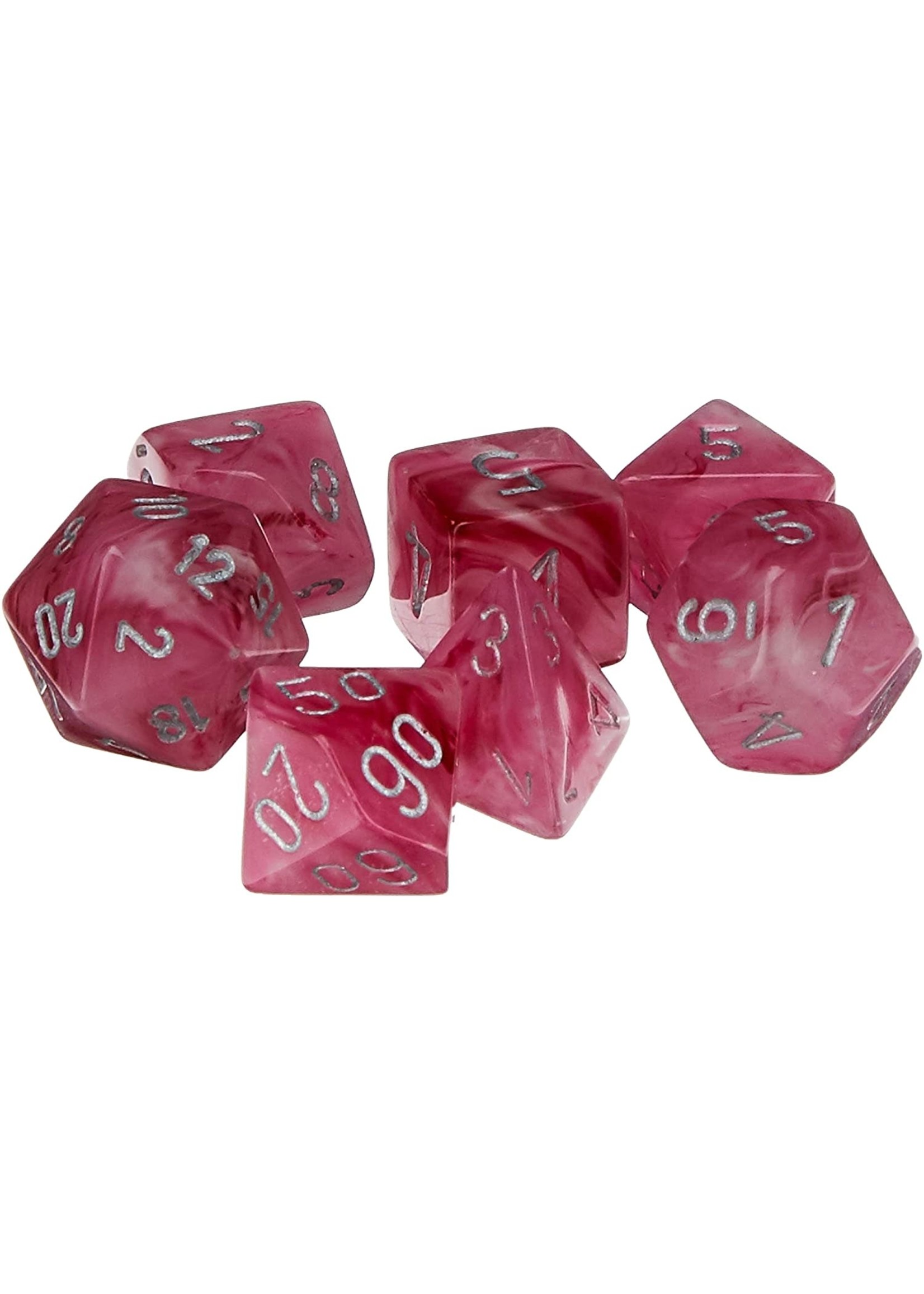 Chessex Ghostly Glow Poly 7 set: Pink w/ Silver