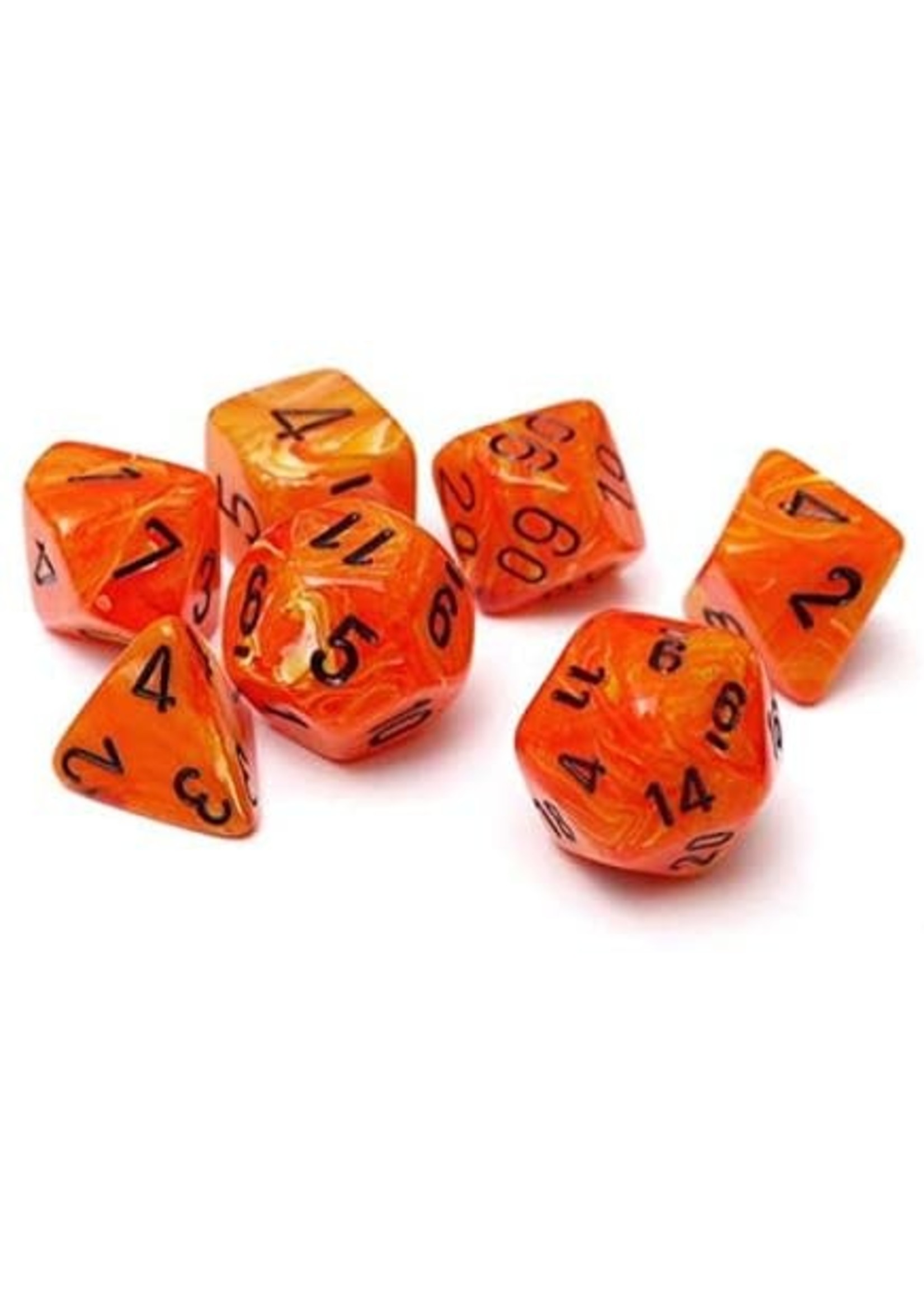 Chessex Vortex Poly 7 set: Orange w/ Black