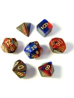 Chessex Gemini Poly 7 set: Blue & Red w/ Gold