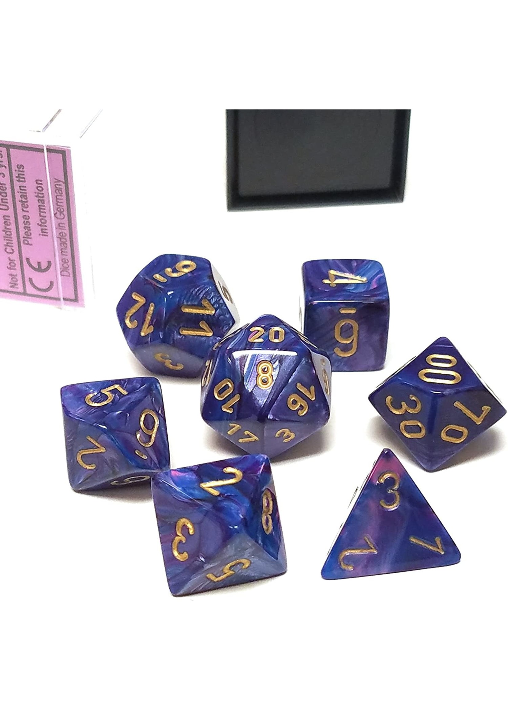 Chessex Lustrous Poly 7 set: Purple w/ Gold