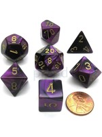 Chessex Gemini Poly 7 set: Black & Purple w/ Gold