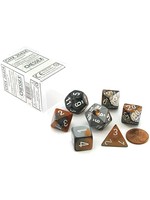 Chessex Gemini Poly 7 set: Copper & Steel w/ White