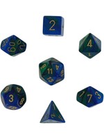 Chessex Gemini Poly 7 set:  Blue & Green w/ Gold