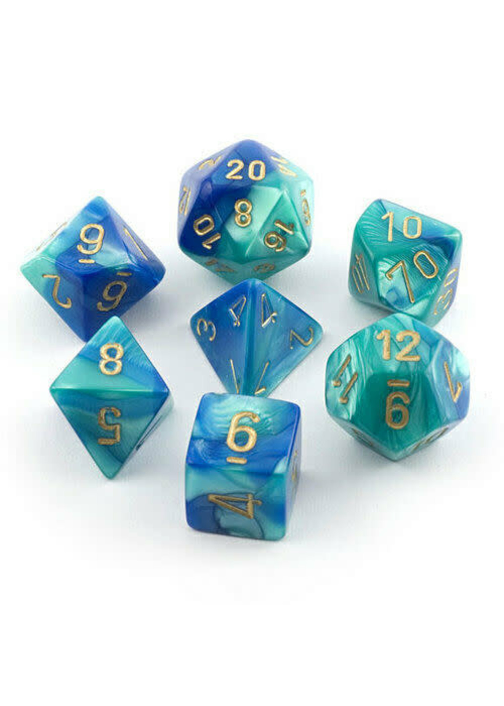 Chessex Gemini Poly 7 set: Blue & Teal w/ Gold