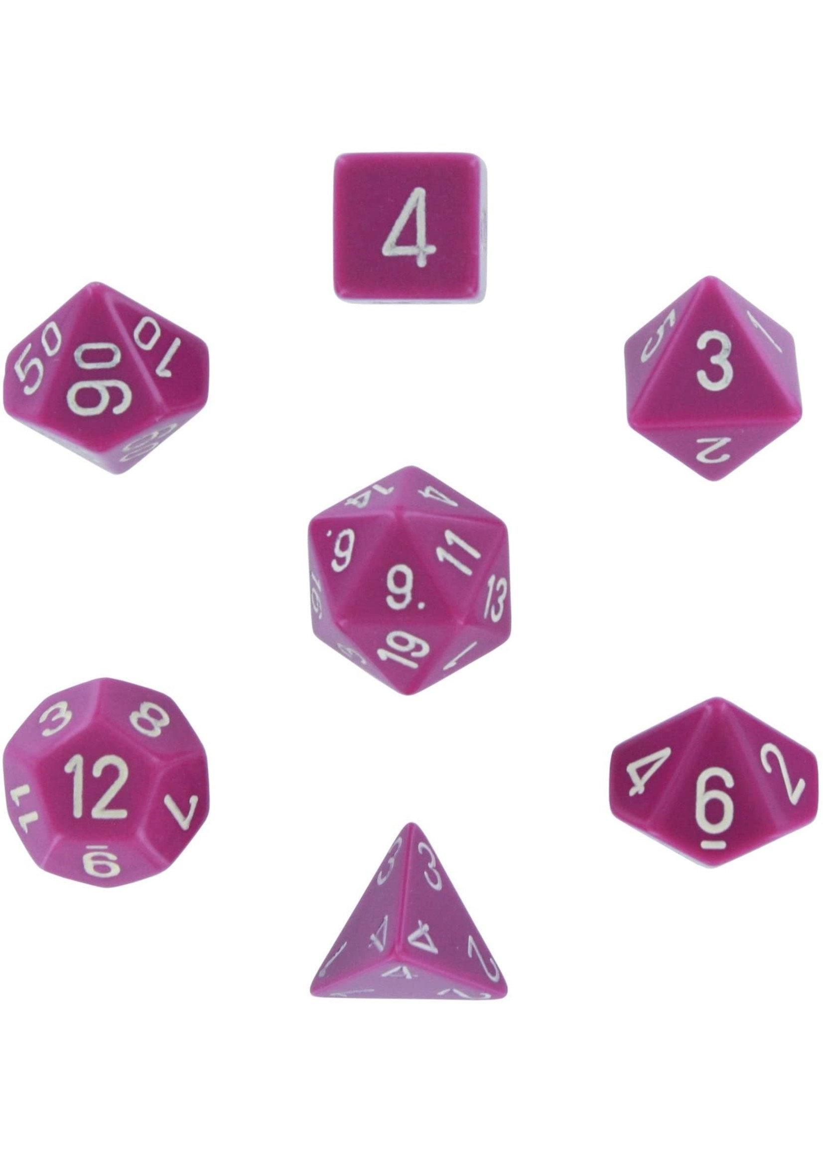 Chessex Opaque Poly 7 set: Light Purple w/ White