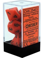 Chessex Opaque Poly 7 set: Orange w/ Black