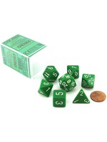Chessex Opaque Poly 7 set: Green w/ White