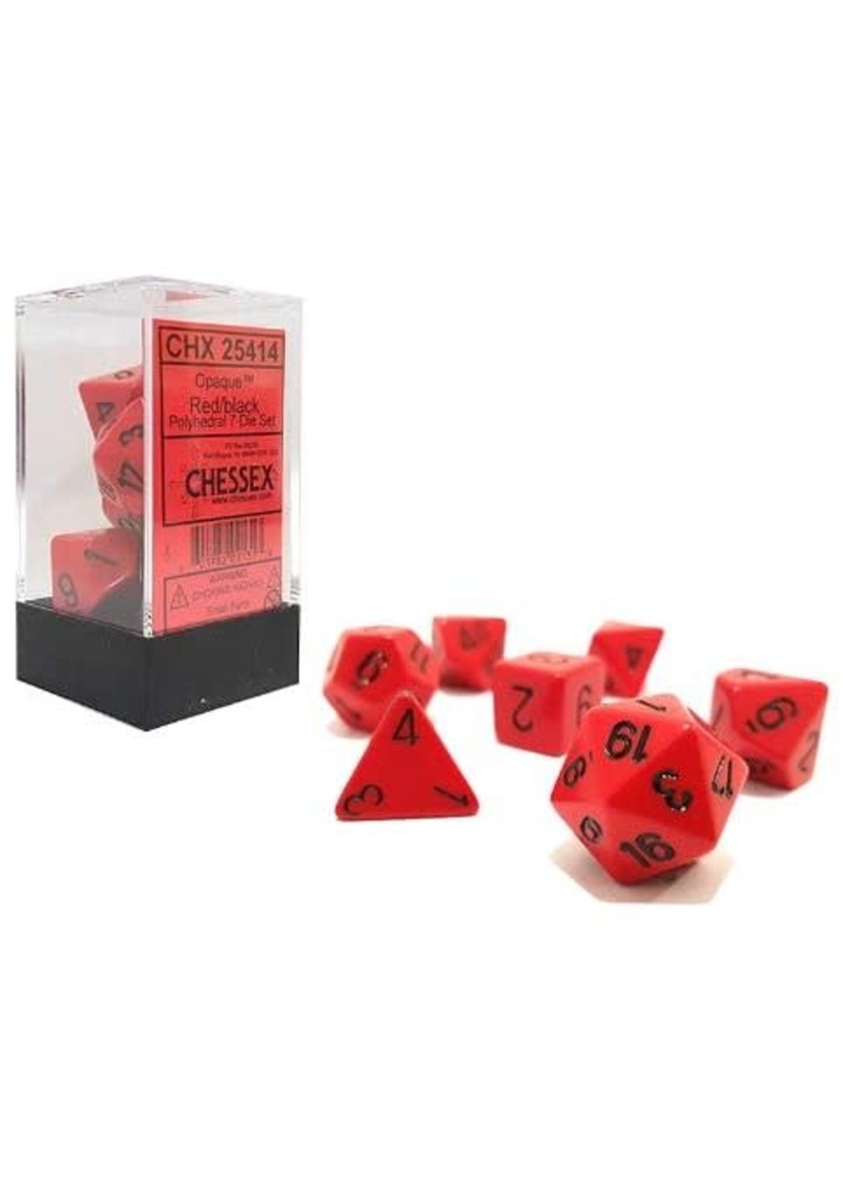 Chessex Opaque Poly 7 set: Red w/ Black