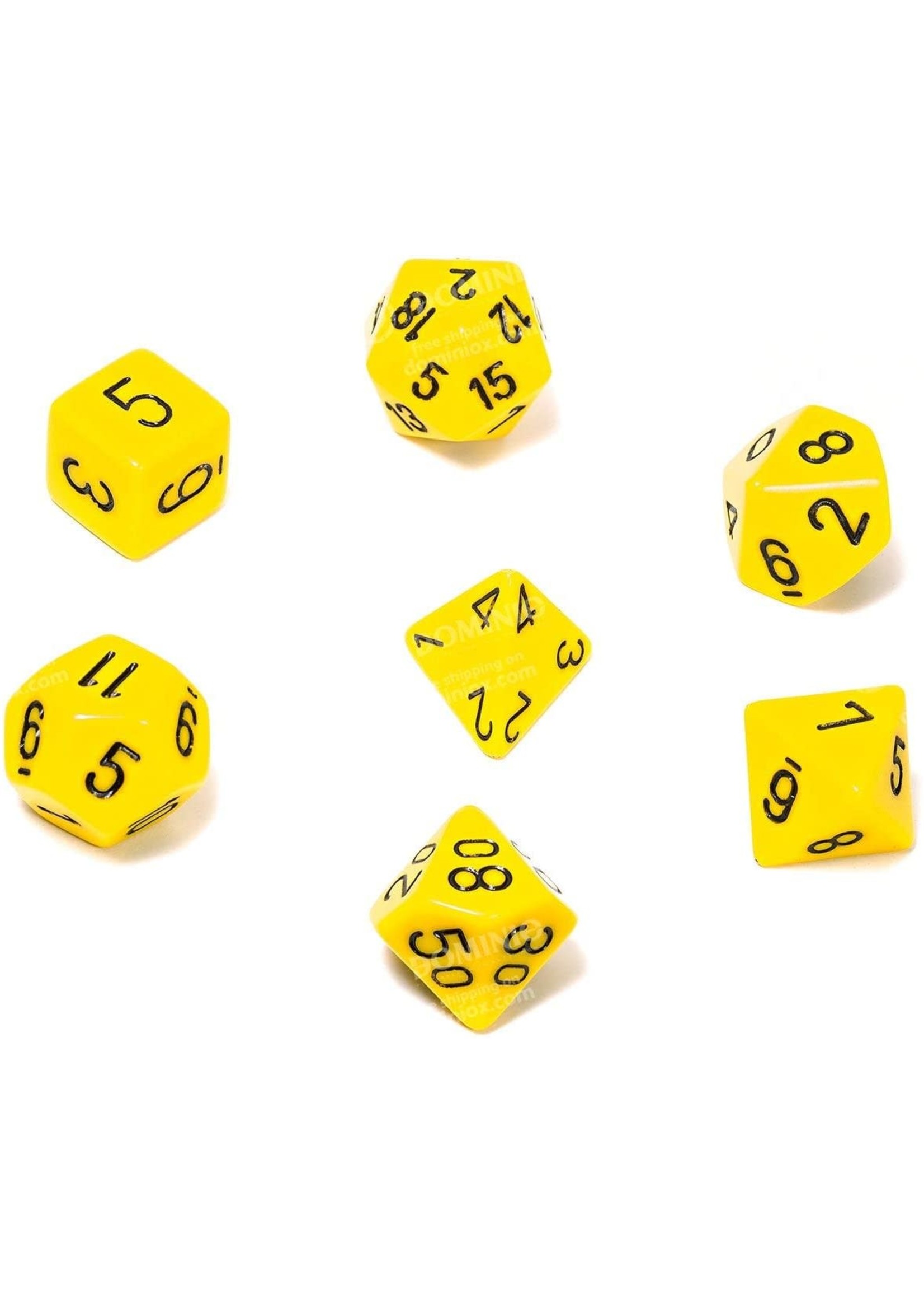 Chessex Opaque Poly 7 set: Yellow w/ Black