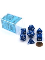 Chessex Opaque Poly 7 set: Blue w/ White