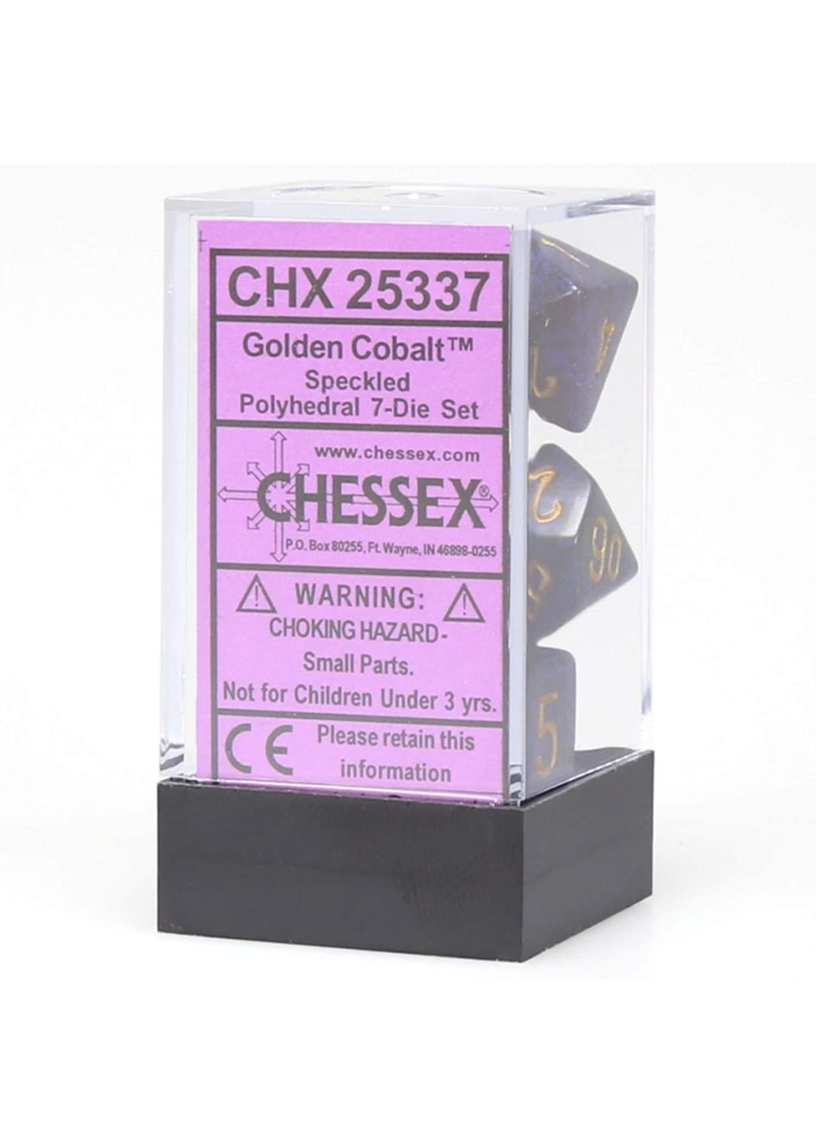 Chessex Speckled Poly 7 set: Golden Cobalt