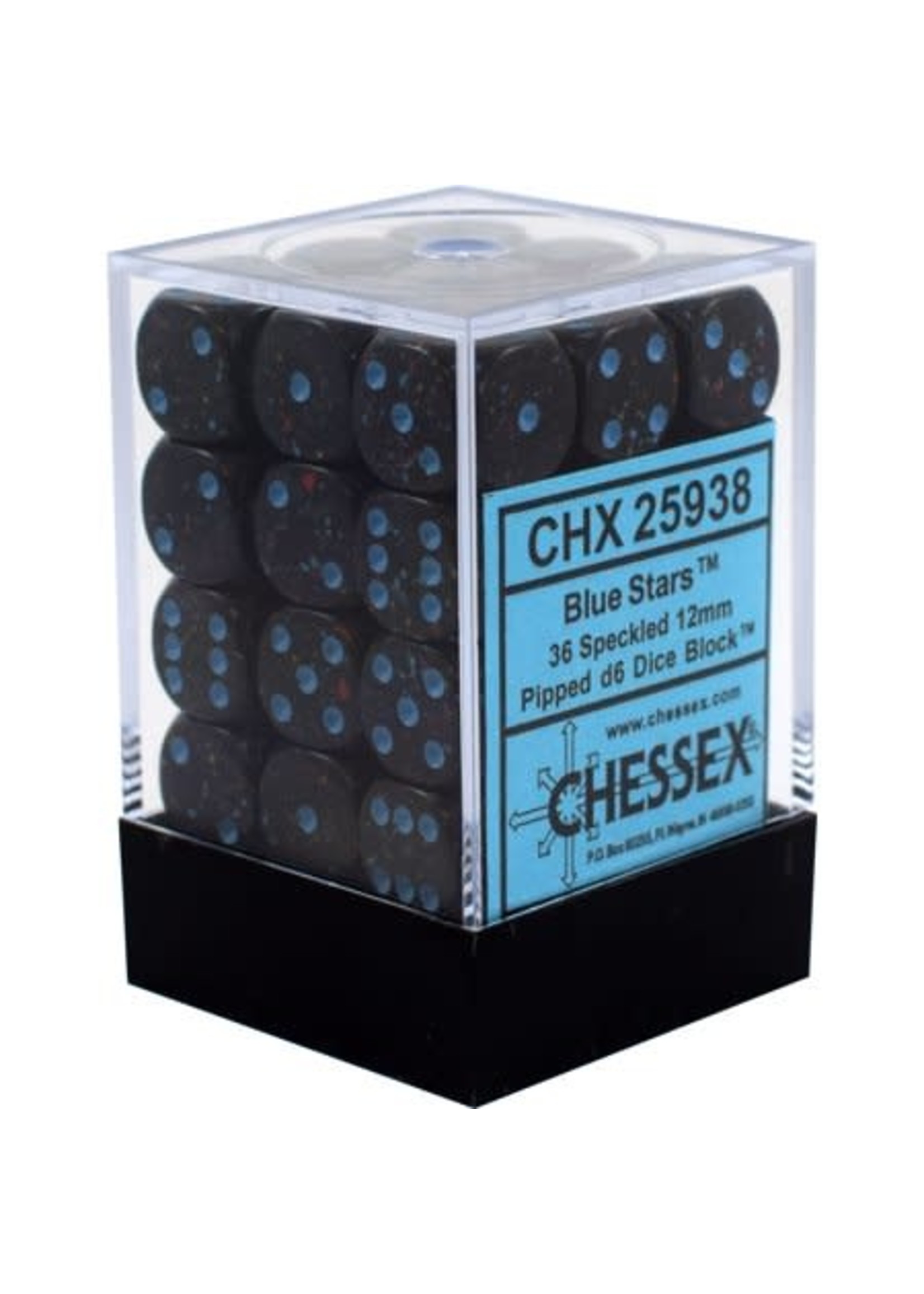 Chessex d6 Cube 12mm Speckled Blue Stars (36)