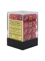 Chessex d6 Cube 12mm Vortex Red w/ Yellow (36)