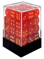 Chessex d6 Cube 12mm Ghostly Glow Orange w/ Yellow (36)