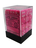 Chessex d6 Cube 12mm Opaque Pink w/ white (36)