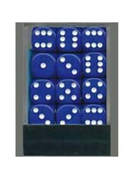 Chessex d6 Cube 12mm Opaque Blue w/White (36)
