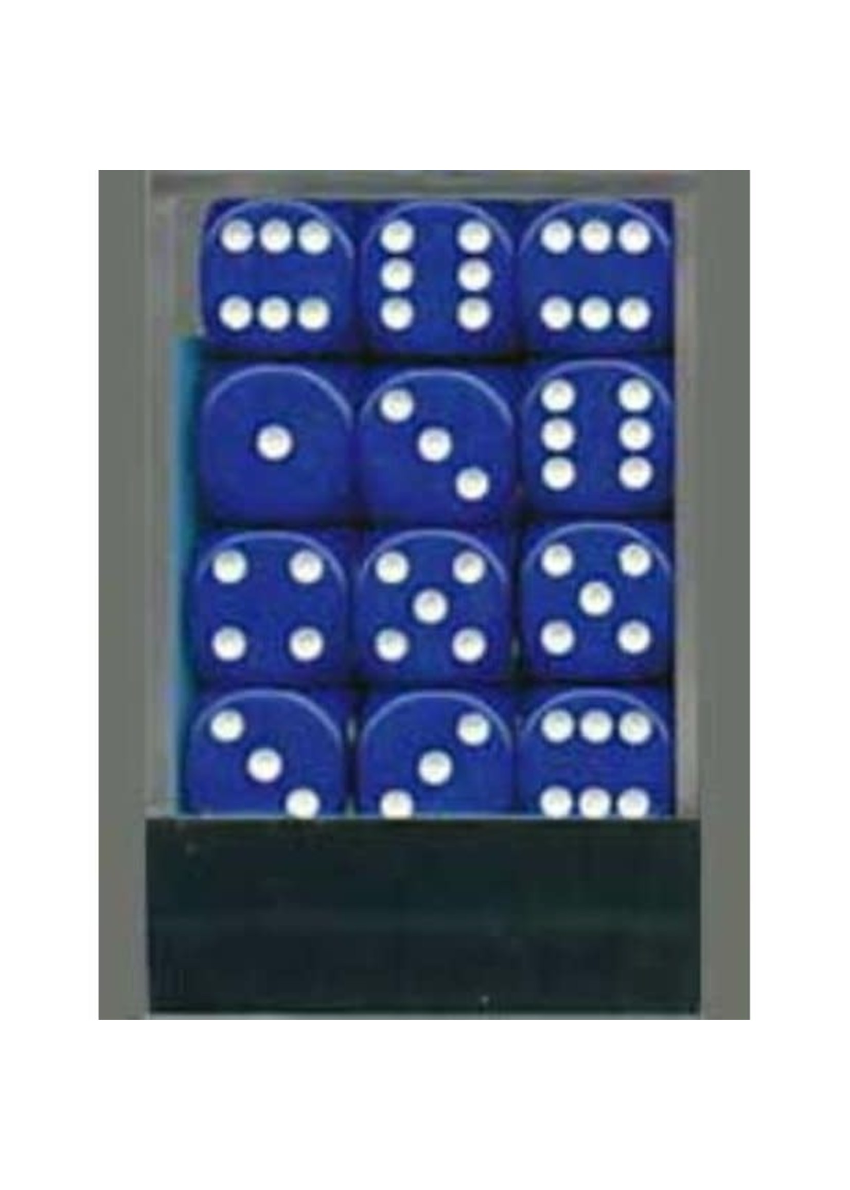 Chessex d6 Cube 12mm Opaque Blue w/White (36)