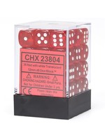 Chessex d6 Cube 12mm Translucent Red w/ White (36)