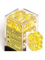 Chessex d6 Cube 12mm Translucent Yellow w/ White (36)