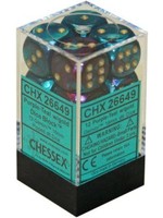 Chessex d6 Cube 16mm Gemini Purple & Teal w/ Gold (12)
