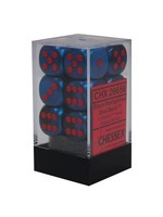 Chessex d6 Cube 16mm Gemini Black & Starlight  w/ Red (12)