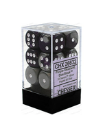 Chessex d6 Cube 16mm Gemini Purple & Steel w/ White (12)