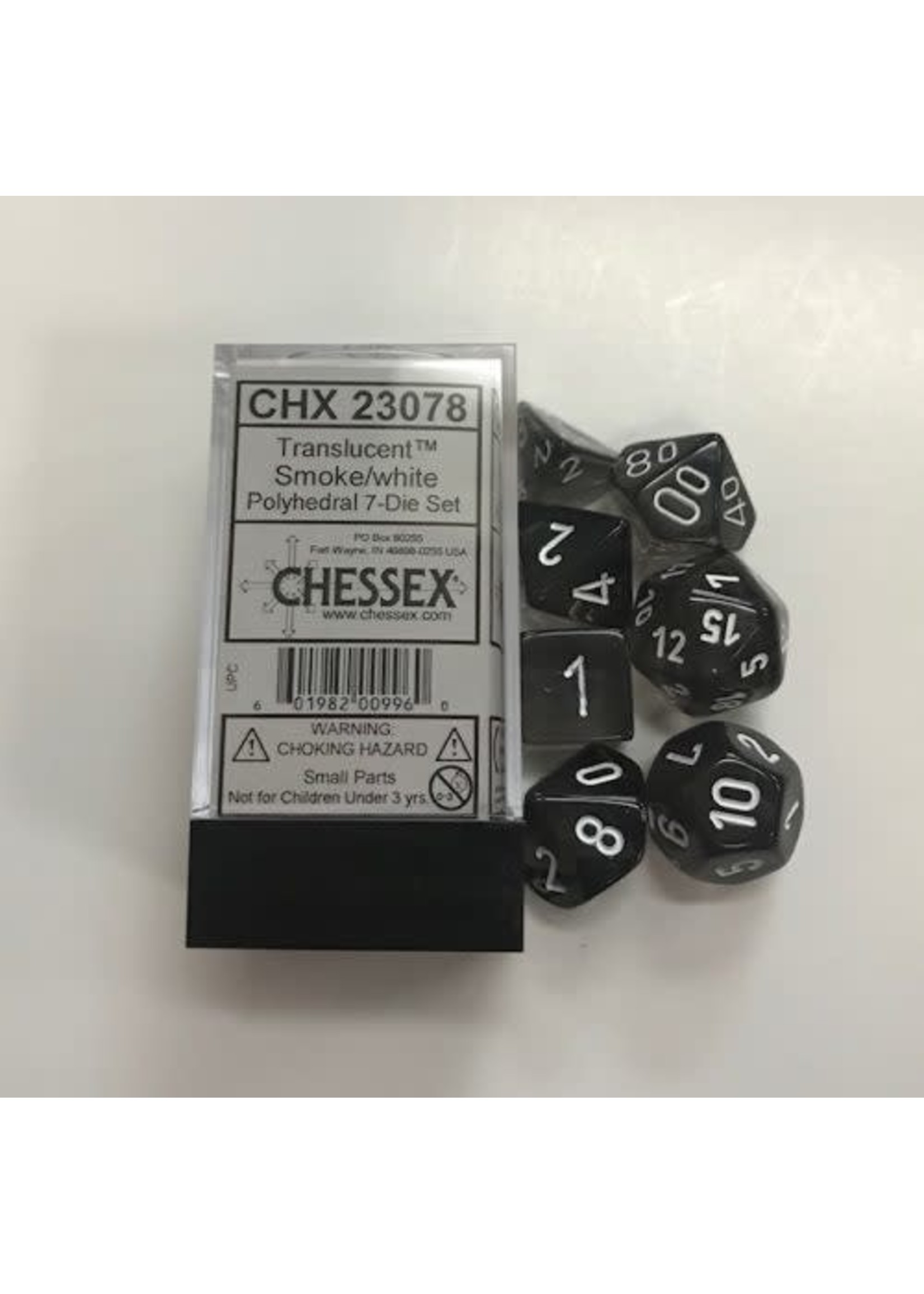 Chessex Translucent Poly 7 set: Smoke w/ White