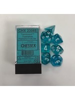 Chessex Translucent Poly 7 set: Teal w/ White