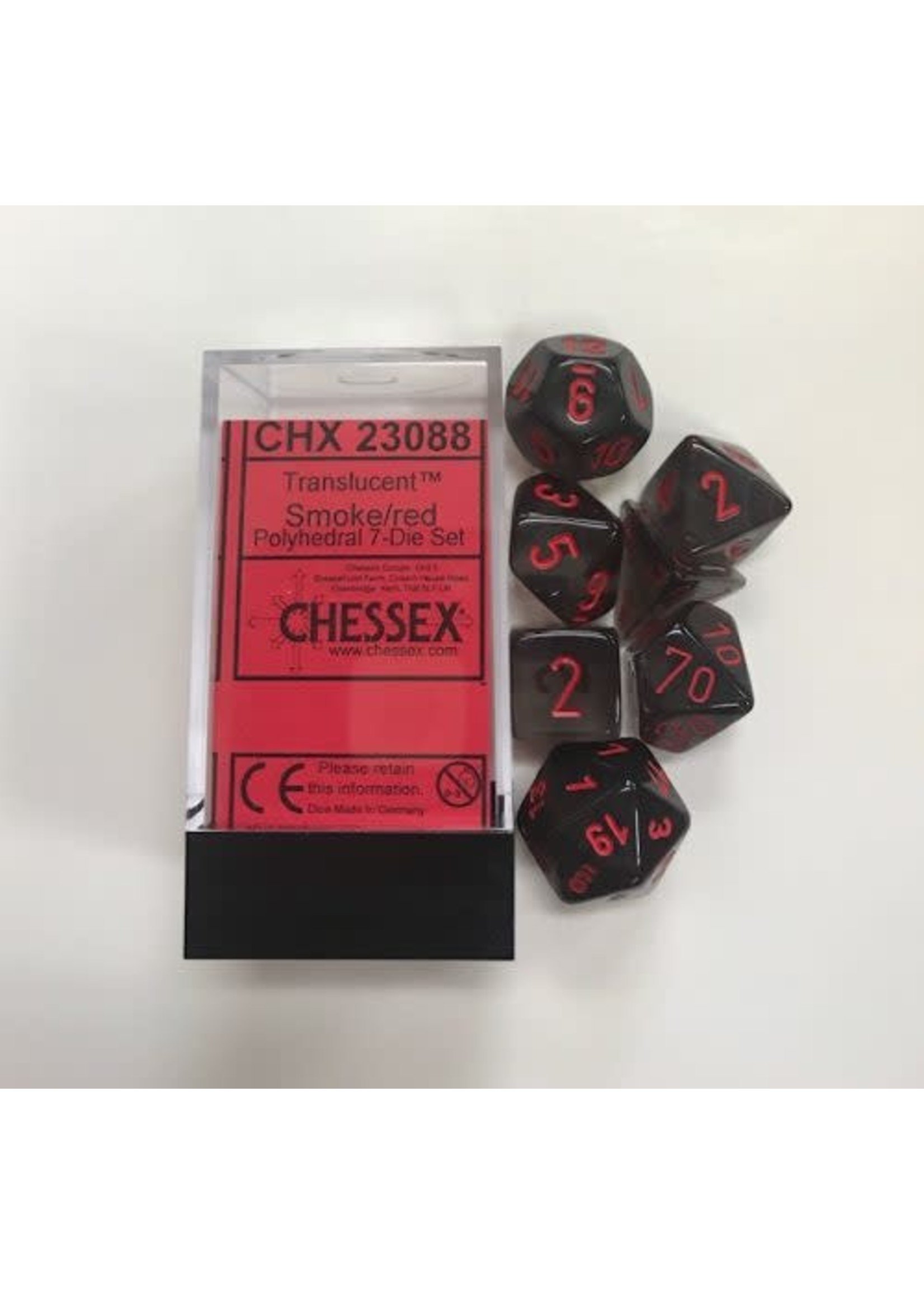 Chessex Translucent Poly 7 set: Smoke w/ Red