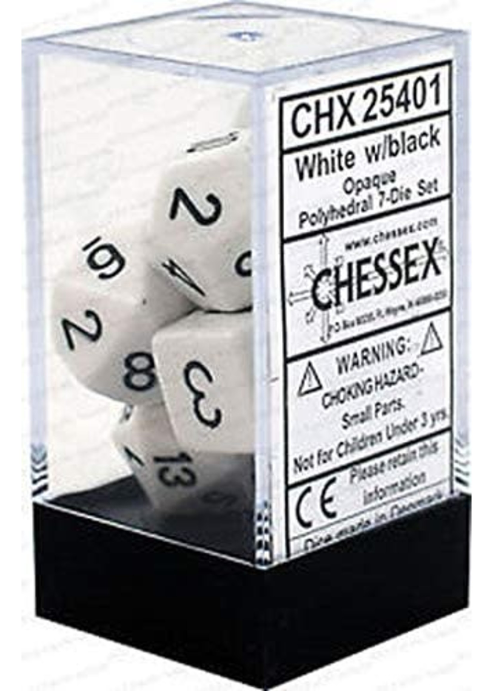 Chessex Opaque Poly 7 set: White w/ Black