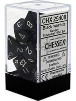 Chessex Opaque Poly 7 set: Black w/ White