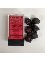 Chessex Opaque Poly 7 set: Black w/ Red