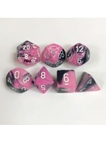Chessex Gemini Poly 7 set: Black & Pink w/White