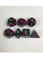 Chessex Gemini Poly 7 set: Green & Purple w/ Gold