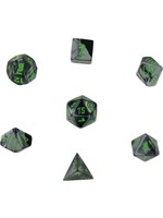 Chessex Gemini Poly 7 set:  Black & Grey w/ Green