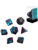 Chessex Gemini Poly 7 set: Purple & Teal w/ Gold