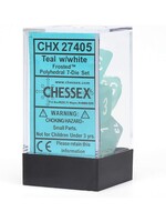 Chessex Frosted Poly 7 set: Teal w/ White