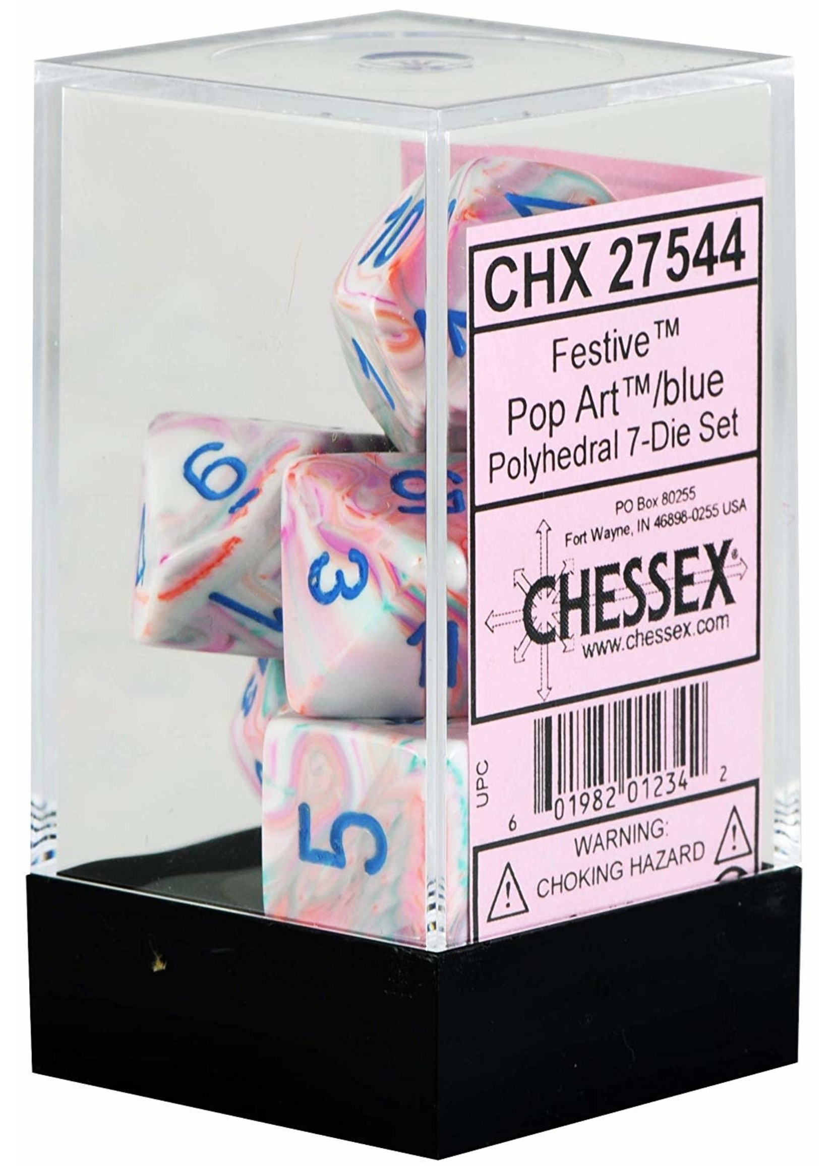 Chessex Festive Poly 7 set: Pop Art  w/ Blue