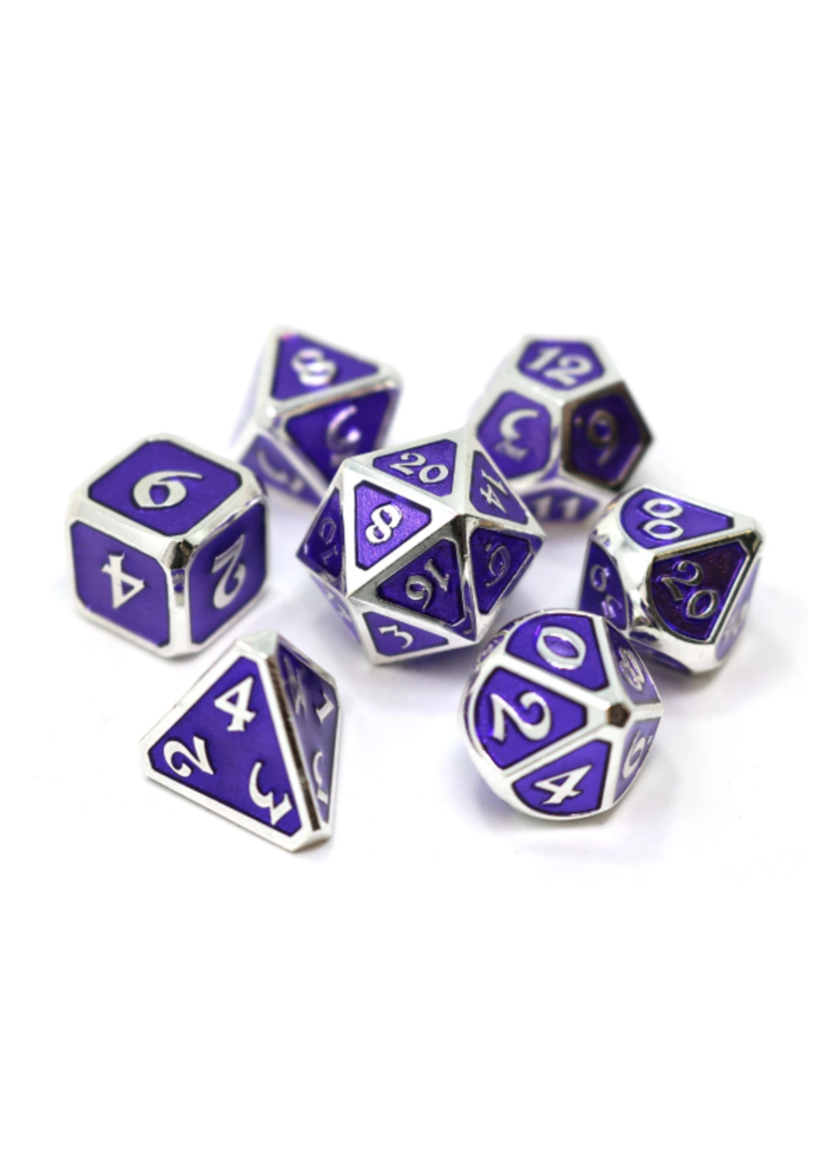 Die Hard Dice Metal Dice 7 set Mythica Platinum Amethyst