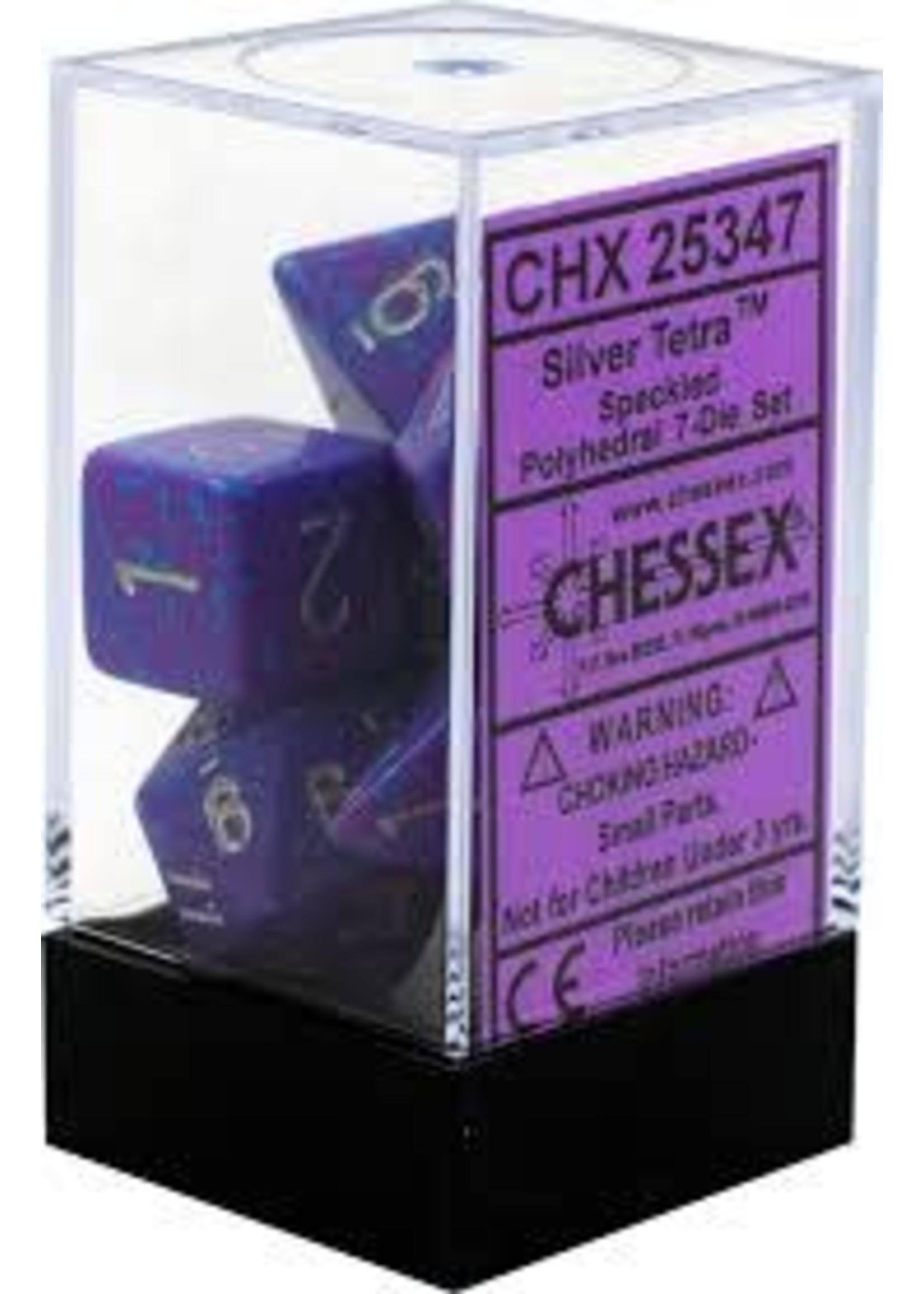 Chessex Speckled Poly 7 set: Silver Tetra