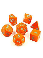 Chessex Lab Dice Heavy Poly 7 set: Orange w/ Turquoise
