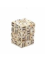 Chessex d6 Cube 12mm Marble Ivory w/ Black (36)