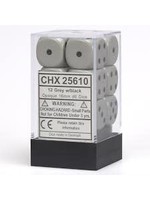 Chessex d6 Cube 16mm Opaque Grey w/ Black (12)