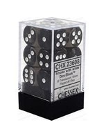 Chessex d6 Cube 16mm Translucent Smoke w/ White (12)