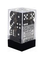 Chessex d6 Cube 16mm Translucent Smoke w/ White (12)