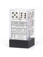 Chessex d6 Cube 16mm Opaque White w/ Black (12)