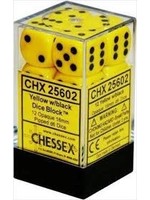 Chessex d6 Cube 16mm Opaque Yellow w/ Black (12)